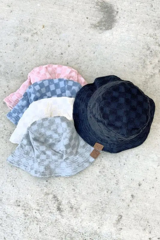 CC Checkered Terry Cloth Bucket Hat terry bucket hat C.C