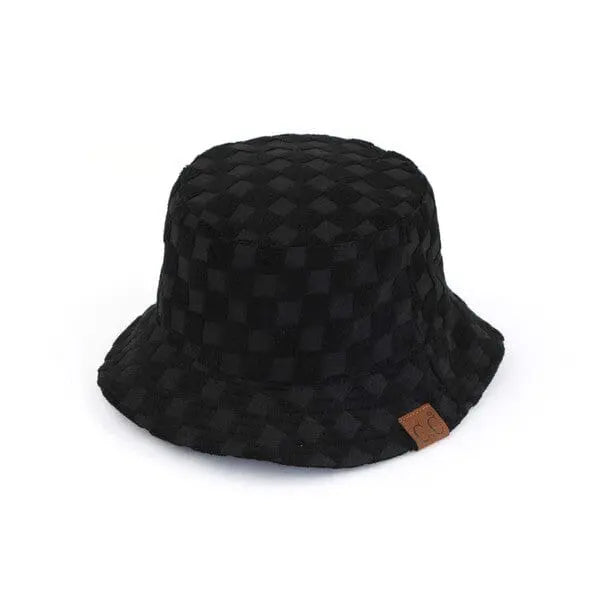 CC Checkered Terry Cloth Bucket Hat terry bucket hat C.C Black OS