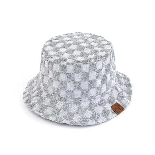 CC Checkered Terry Cloth Bucket Hat terry bucket hat C.C Grey OS