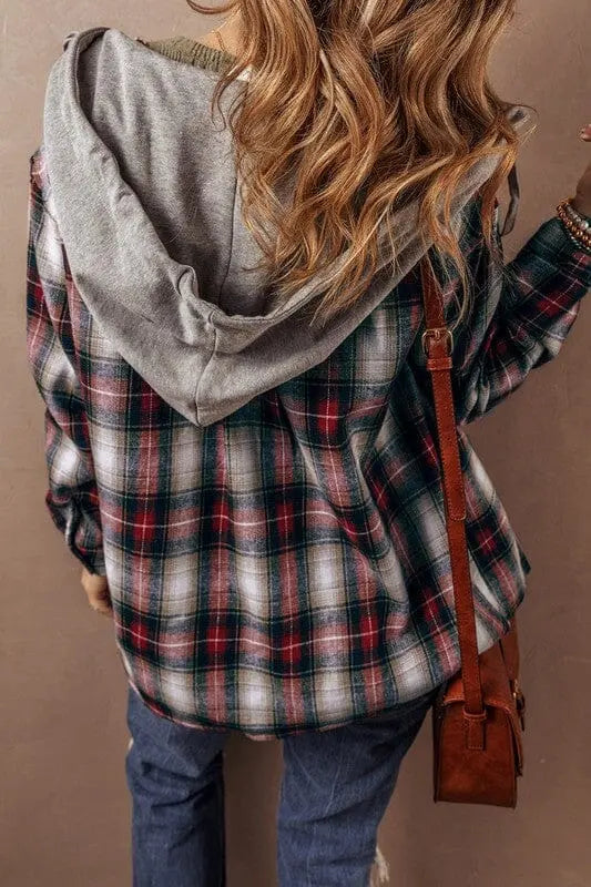 Chest Pocket Buttoned Hooded Shacket SHEWIN INC.
