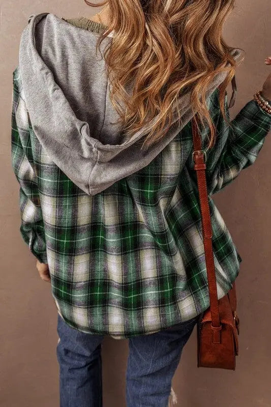 Chest Pocket Buttoned Hooded Shacket SHEWIN INC.
