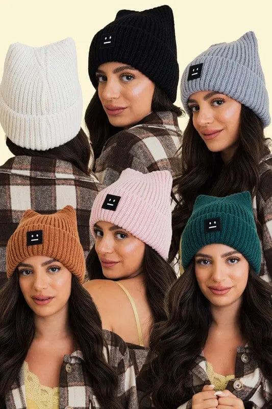 Chill Vibes Soft Ribbed Squared Face Beanie Leto Accessories