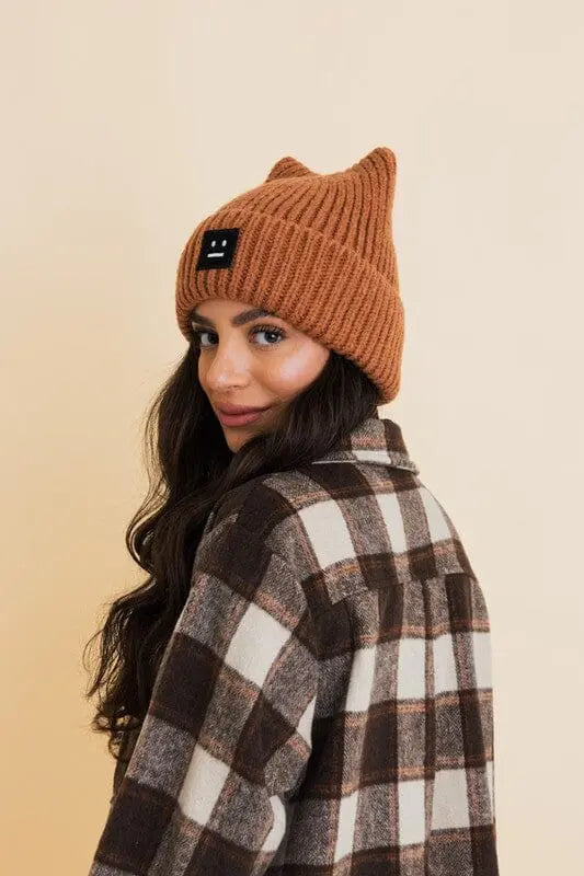 Chill Vibes Soft Ribbed Squared Face Beanie Leto Accessories