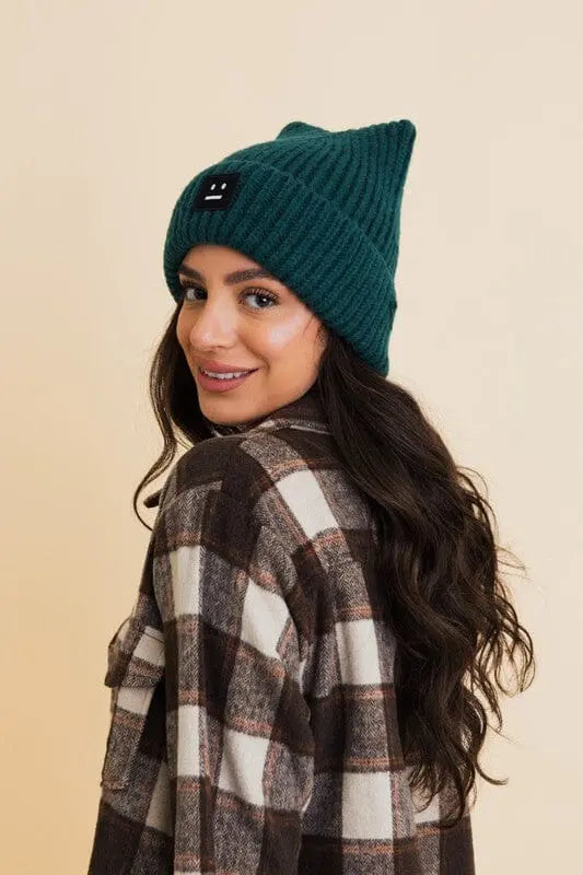Chill Vibes Soft Ribbed Squared Face Beanie Leto Accessories