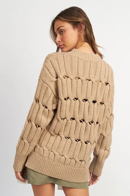 Chilly Night Open Knit Sweater open knit sweater Emory Park
