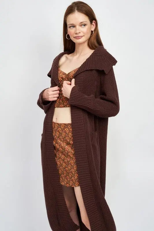 Chocolate Dreams Open Cardigan open front sweater cardigan Emory Park