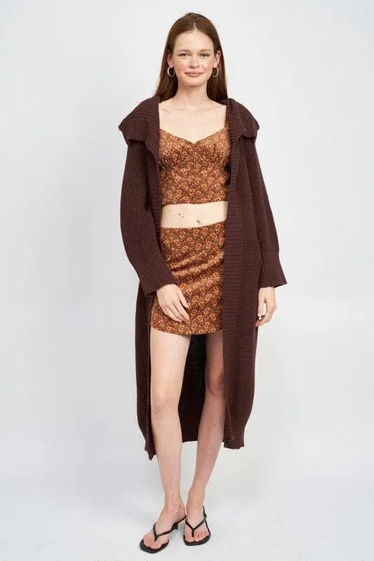 Chocolate Dreams Open Cardigan open front sweater cardigan Emory Park DARK BROWN S