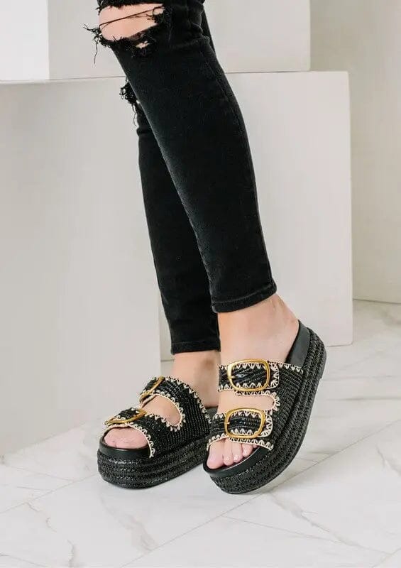Clara Platform Footbed wedges Clara Platform Footbed wedges Maker's Shoes Black Raffia 6