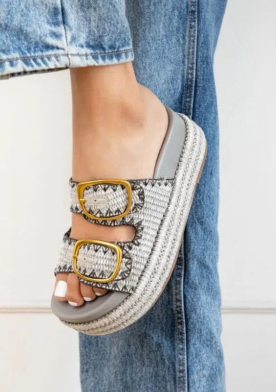 Clara Platform Footbed wedges Clara Platform Footbed wedges Maker's Shoes Gray Raffia 6