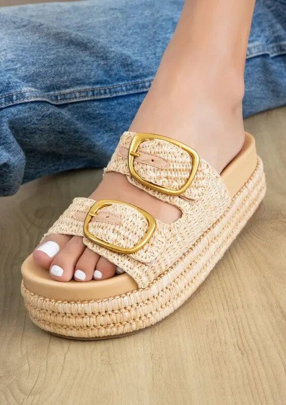 Clara Platform Footbed wedges Clara Platform Footbed wedges Maker's Shoes Nude Raffia 6