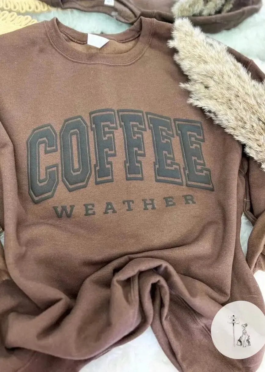 Coffee Weather Puff Print Sweatshirt graphic sweatshirt Poet Street Boutique Small