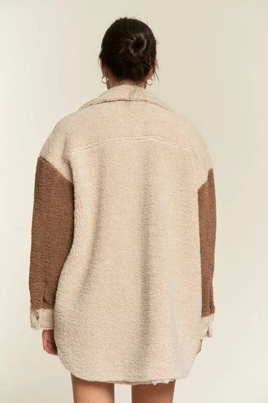 Colorblock sherpa jacket JJO5017 Jade By Jane