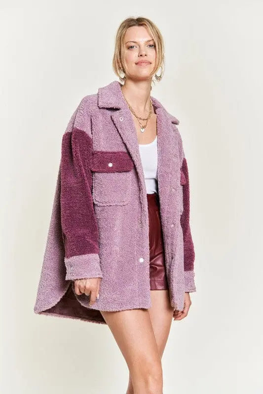 Colorblock sherpa jacket JJO5017 Jade By Jane BERRY COMBO S