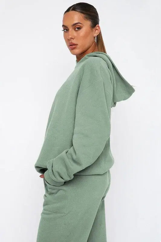 Comfy Two Piece Hoodie and Sweatpants Set 2 piece hoodie and pants set Poet Street Boutique GREEN S