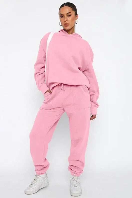Comfy Two Piece Hoodie and Sweatpants Set 2 piece hoodie and pants set Poet Street Boutique PINK S