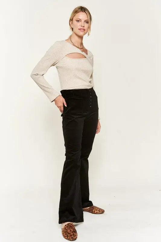 CORDUROY FLARE PANTS Jade By Jane BLACK S