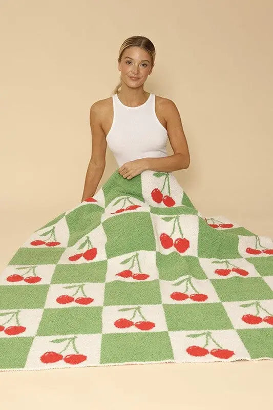 Cozy Comfy Novelty Blanket novelty throw blanket Poet Street Boutique cherry check One Size
