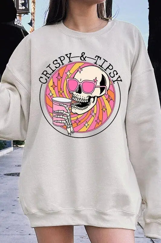 Crispy&Tipsy Graphic Fleece Sweatshirts Color Bear SAND S