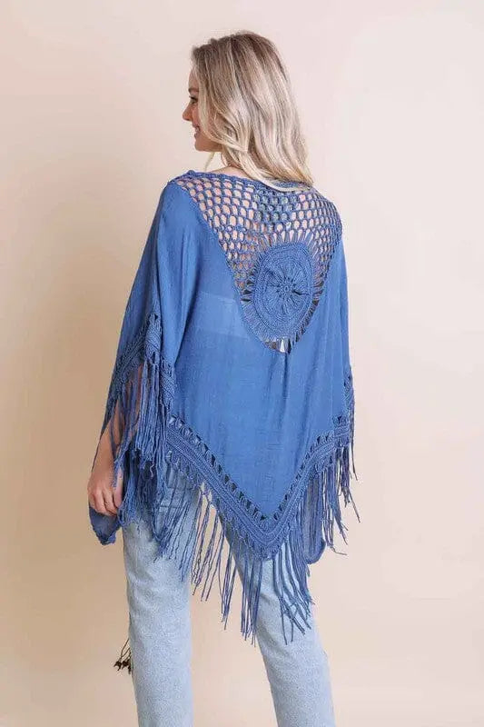 Crochet Medallion Tassel Kimono kimono Poet Street Boutique