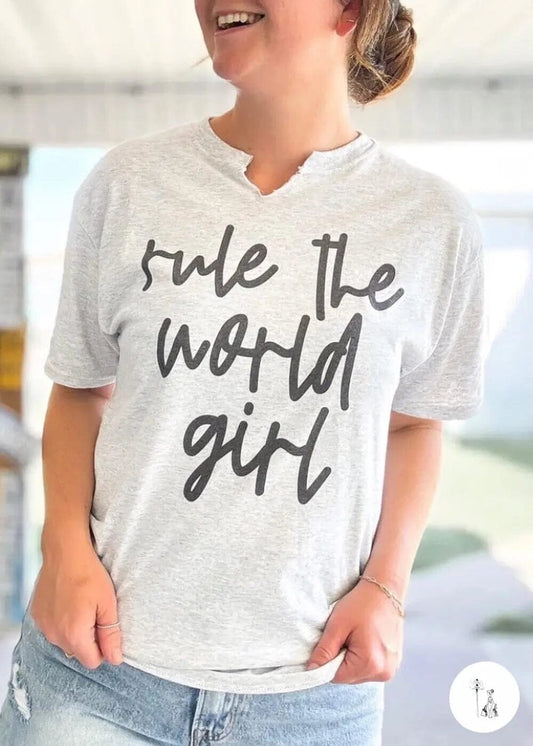 Cut V Rule The World Graphic Tee mom graphic tee Poet Street Boutique