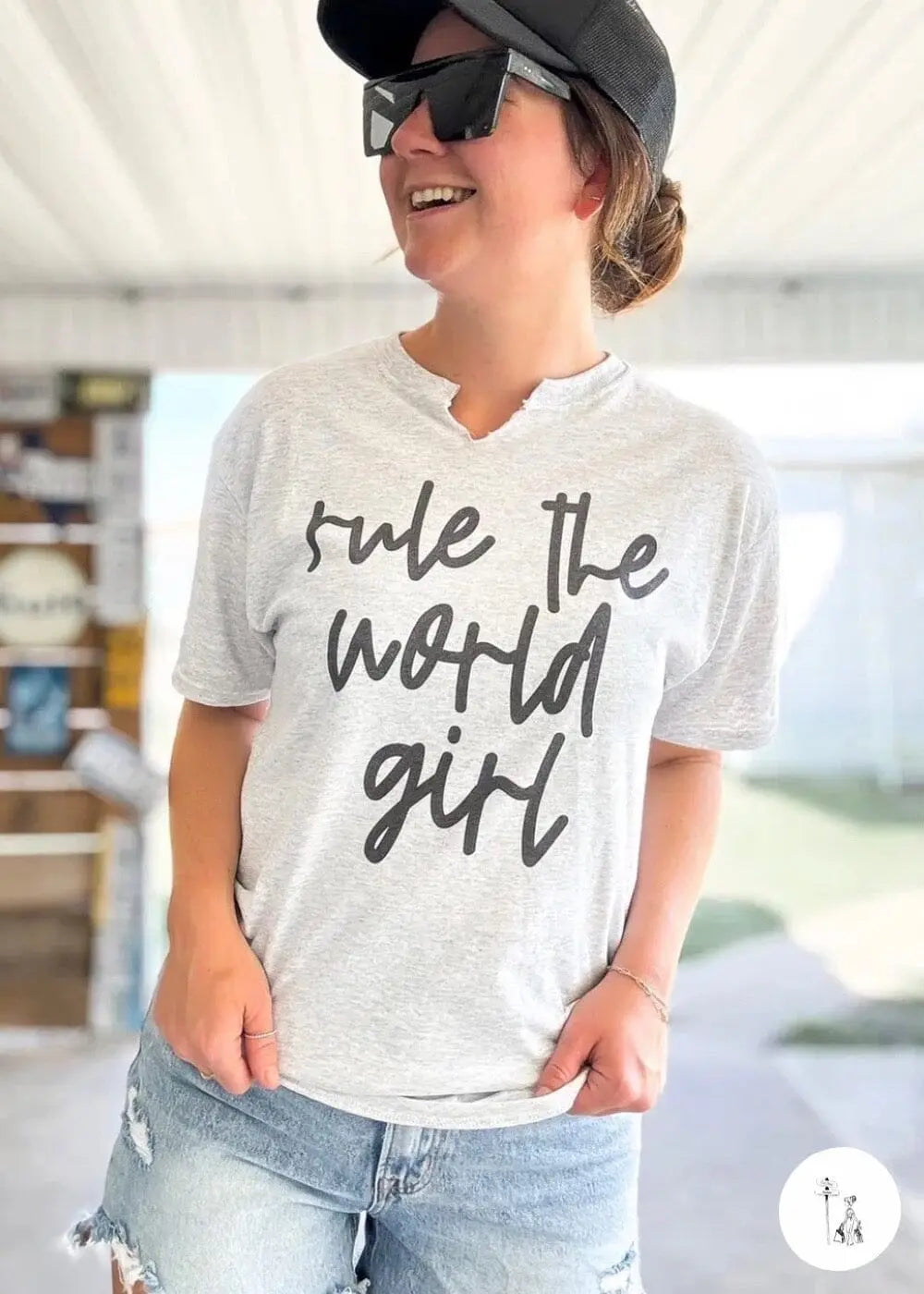 Cut V Rule The World Graphic Tee mom graphic tee Poet Street Boutique S