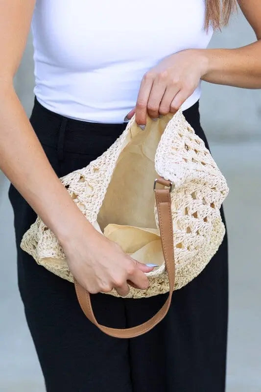 Dahlia Woven Straw Shoulder Bag Aili's Corner