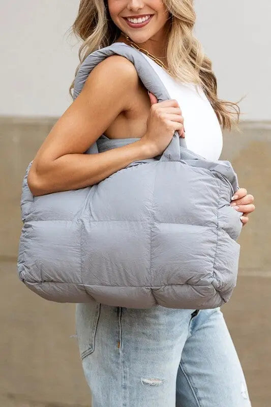 Daphne Puffer Tote puffer tote Poet Street Boutique Gray OneSize
