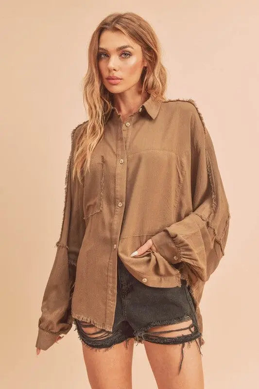 Delilah Shirt Aemi + Co MOCHA S