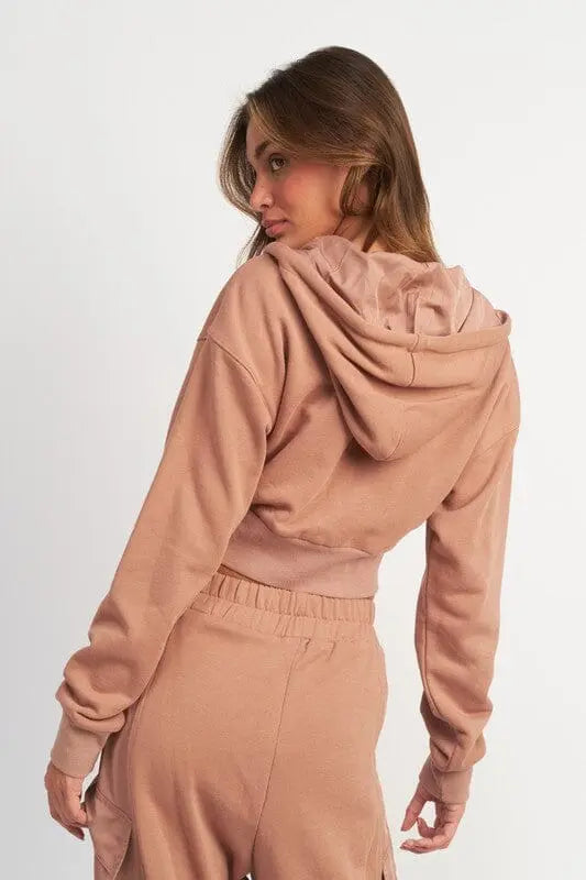 Dust Mauve Zip Up Hoodie cropped hoodie Emory Park