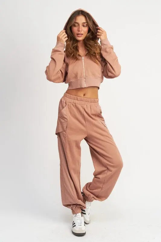 Dust Mauve Zip Up Hoodie cropped hoodie Emory Park