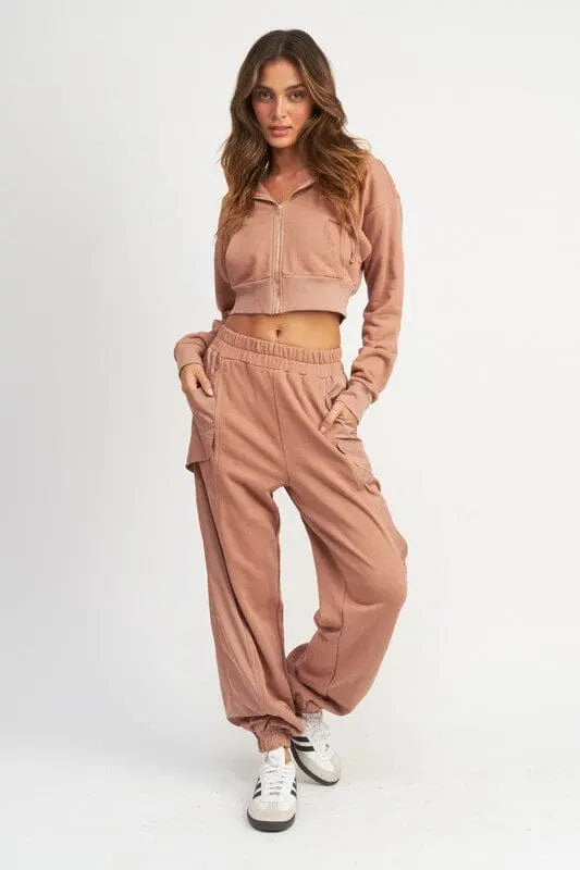 Dusty Mauve Cargo Joggers joggers Emory Park