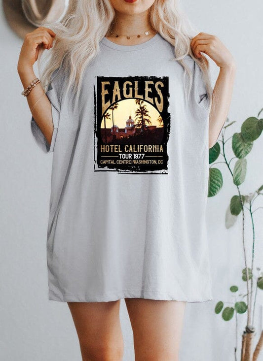 Eagles Hotel California Music Fest Tee graphic rock band tee Poet Street Boutique Silver XS 