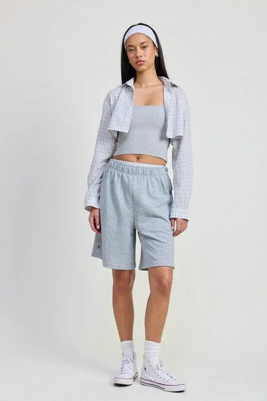ELASTIC WAISTBAND SHORTS Emory Park FLANNEL GREY COMBO S