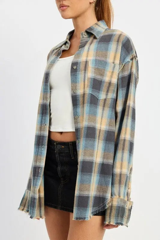 Emory Park Acid Wash Cotton Flannel Shirt Emory Park