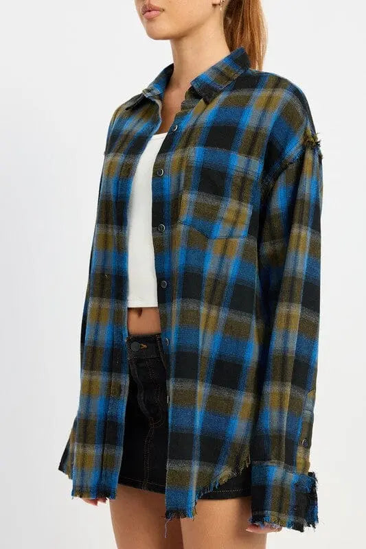 Emory Park Acid Wash Cotton Flannel Shirt Emory Park