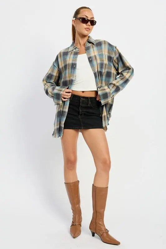 Emory Park Acid Wash Cotton Flannel Shirt Emory Park