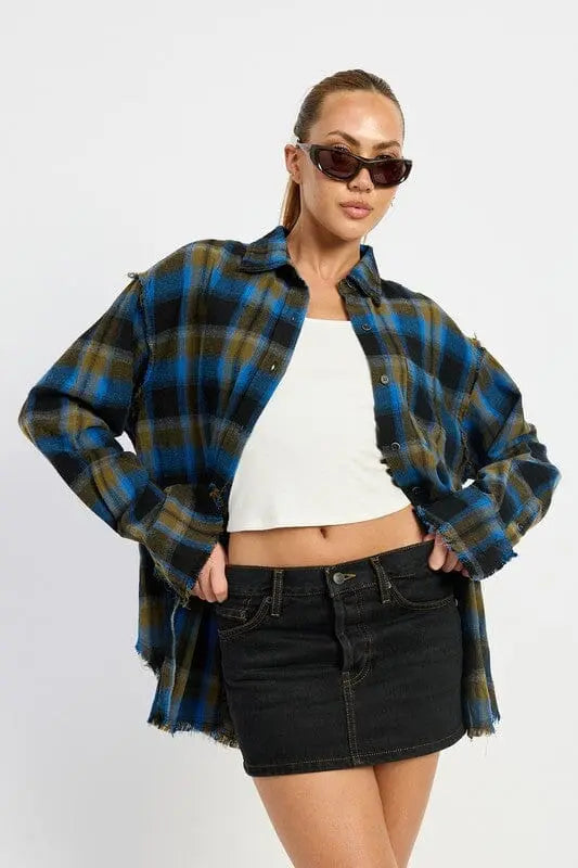 Emory Park Acid Wash Cotton Flannel Shirt Emory Park
