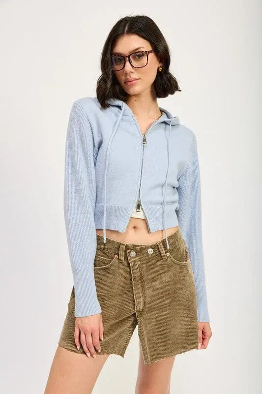 Emory Park Crop Zip Up Hoodie zip up hoodie Emory Park DUSTY BLUE S