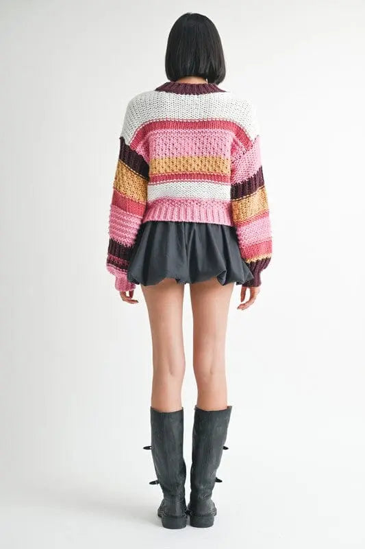 Emory Park Mock Neck Stripe Sweater sweater striped Emory Park