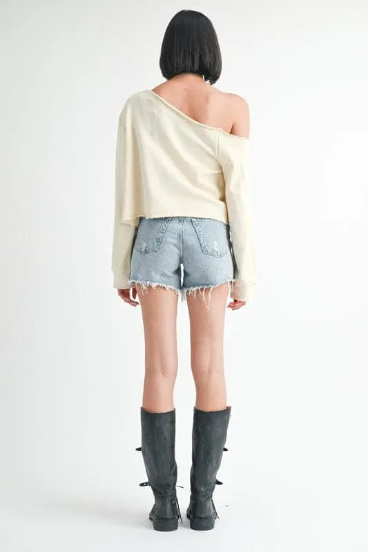 Emory Park One Shoulder French Terry Bow Cutout Sweatshirt Bow cutout sweatshirt Emory Park