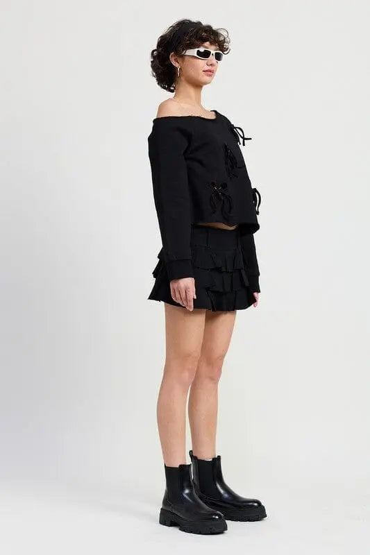 Emory Park One Shoulder French Terry Bow Cutout Sweatshirt Bow cutout sweatshirt Emory Park