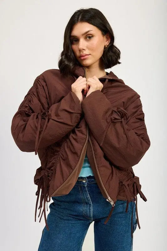 Emory Park Ruched Puff Jacket ruched Fall Jacket Emory Park BROWN S