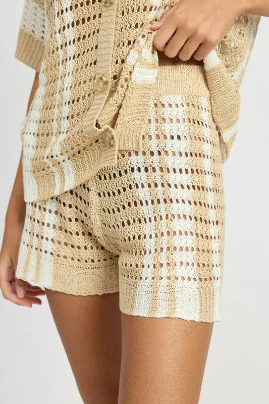 Emory Park Striped Crochet Shorts crochet stripe short Emory Park
