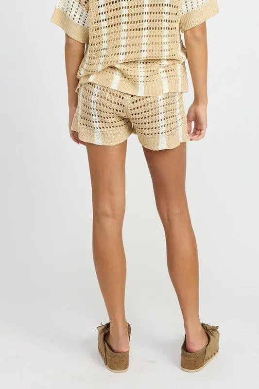 Emory Park Striped Crochet Shorts crochet stripe short Emory Park