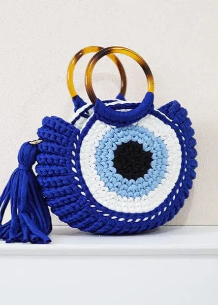 Evil Eye Crochet Handbag Miss Sparkling Blue One Size