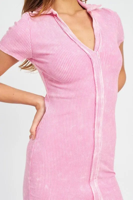 Exposed Seam Collared Mini Dress Emory Park