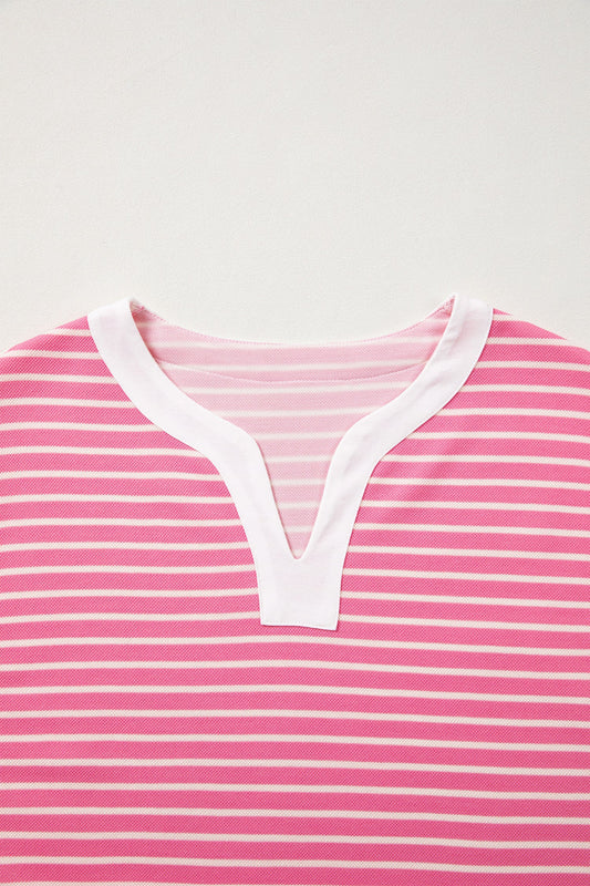 Stripe Colorblock Notched Neck Sleeveless Mini Dress