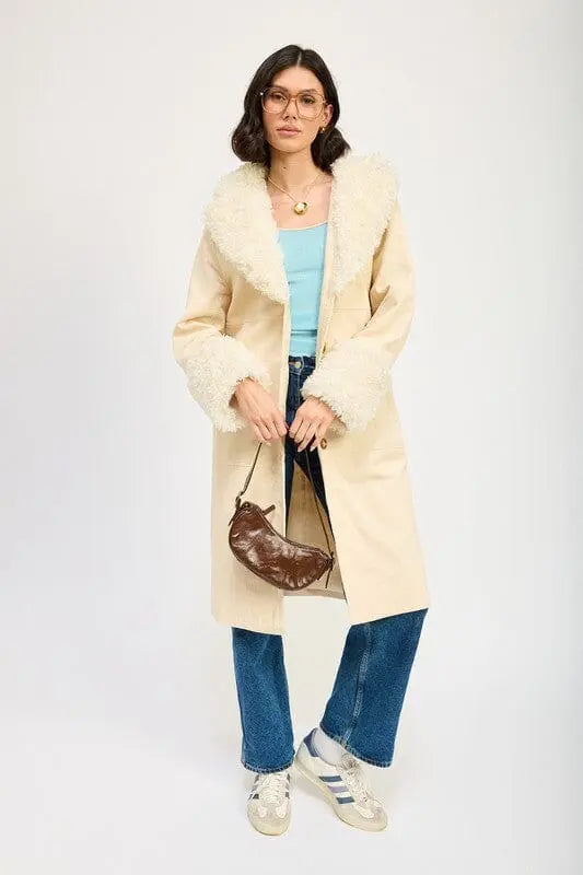 FAUX FUR MID TRENCH COAT Emory Park