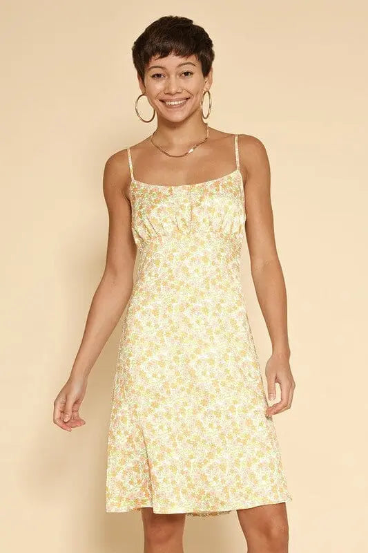 Floral midi dress Miss Sparkling yellow S