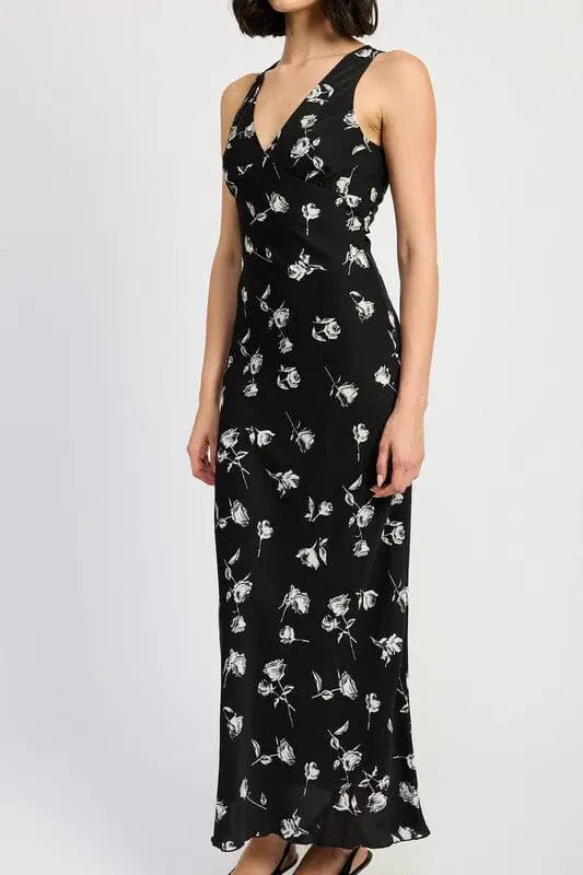 FLORAL V NECK MAXI DRESS Emory Park